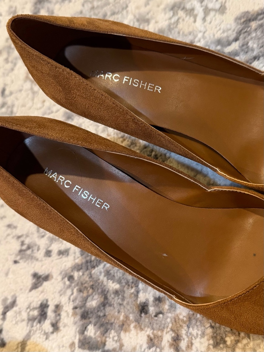 Marc Fisher Cognac Suede Pointed-Toe Pumps - Picture 2 of 5